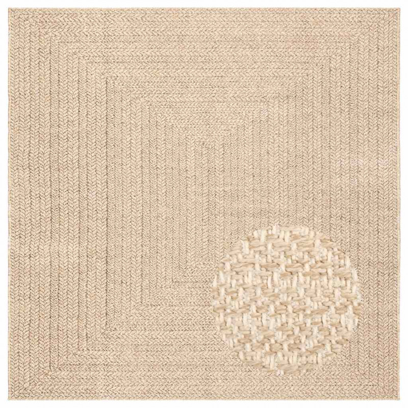 Dywan ZIZUR, beżowy, 200x200 cm, stylizowany na jutowy