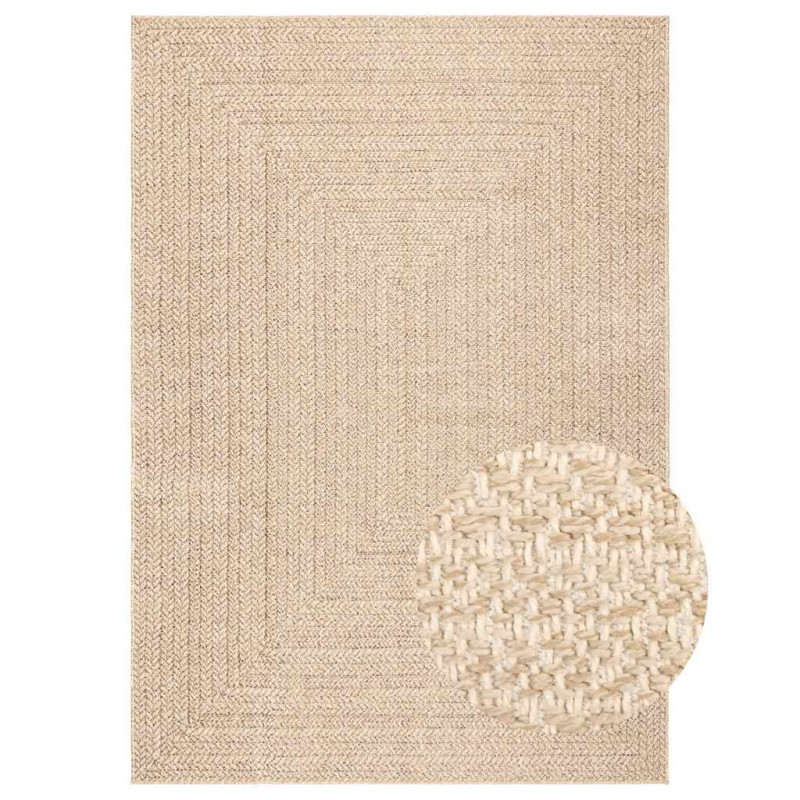 Dywan ZIZUR, beżowy, 200x290 cm, stylizowany na jutowy