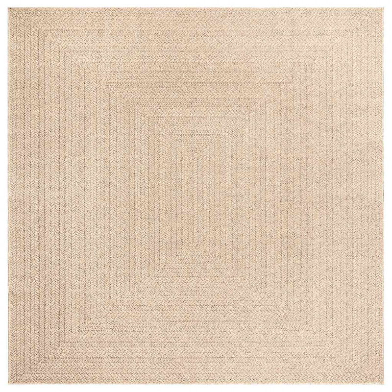 Dywan ZIZUR, beżowy, 240x240 cm, stylizowany na jutowy