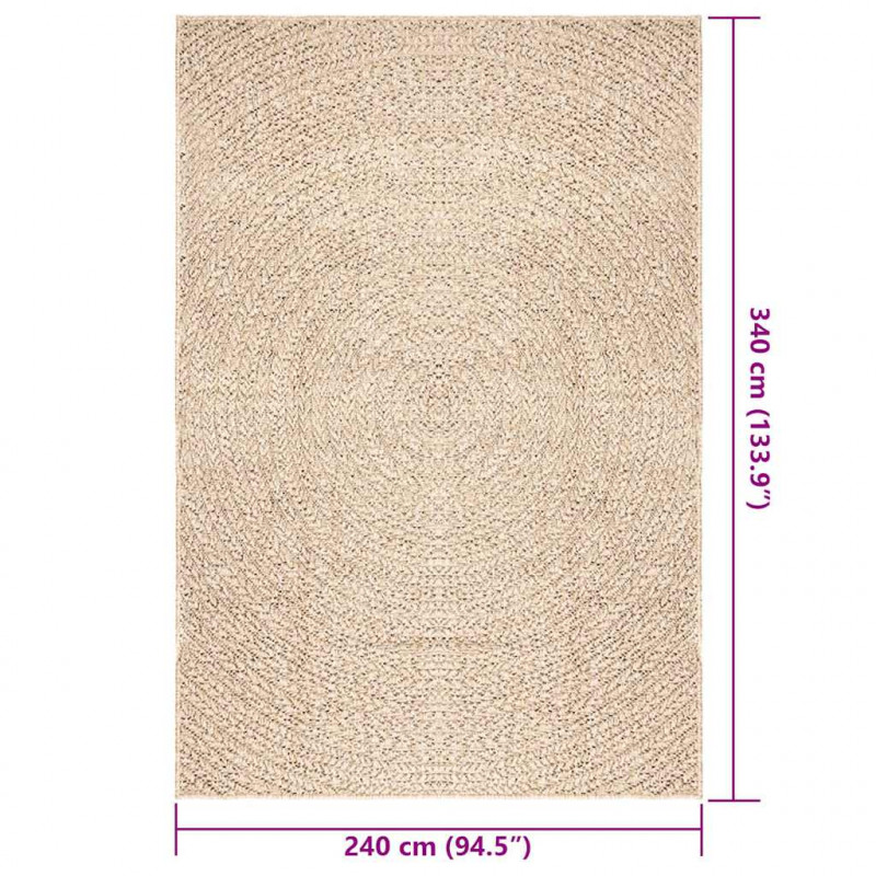 Dywan ZIZUR, beżowy, 240x340 cm, stylizowany na jutowy