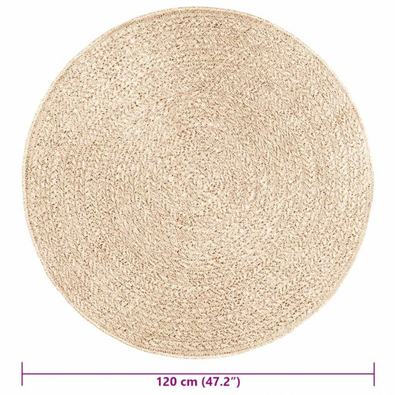 Dywan ZIZUR, beżowy, Ø120 cm, stylizowany na jutowy