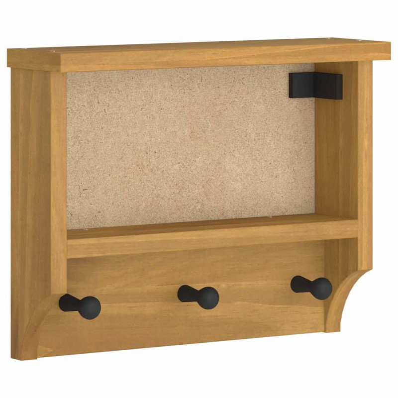 Wieszak ścienny na ubrania SANDNES 45x12x35cm Drewno lite Sosna