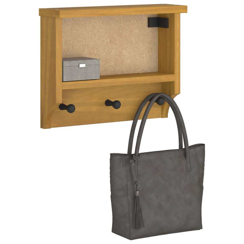 Wieszak ścienny na ubrania SANDNES 45x12x35cm Drewno lite Sosna