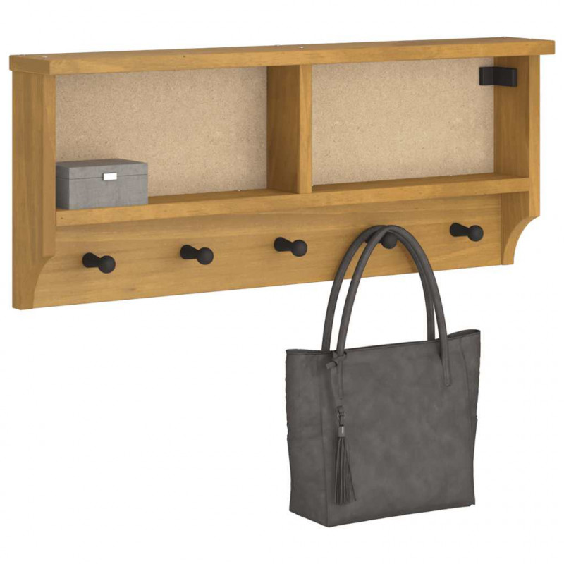 Wieszak ścienny na ubrania SANDNES 87x12x35cm Drewno lite Sosna