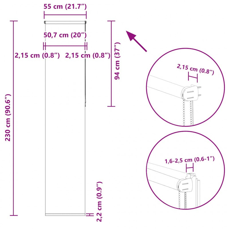 Roleta zaciemniająca beżowa 55x230 cm Szerokość tkaniny 50,7 cm