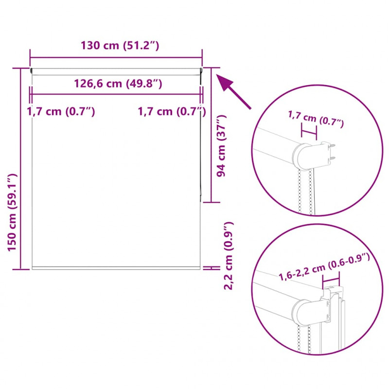 Roleta zaciemniająca Off White 130x150 cm Szerokość tkaniny
