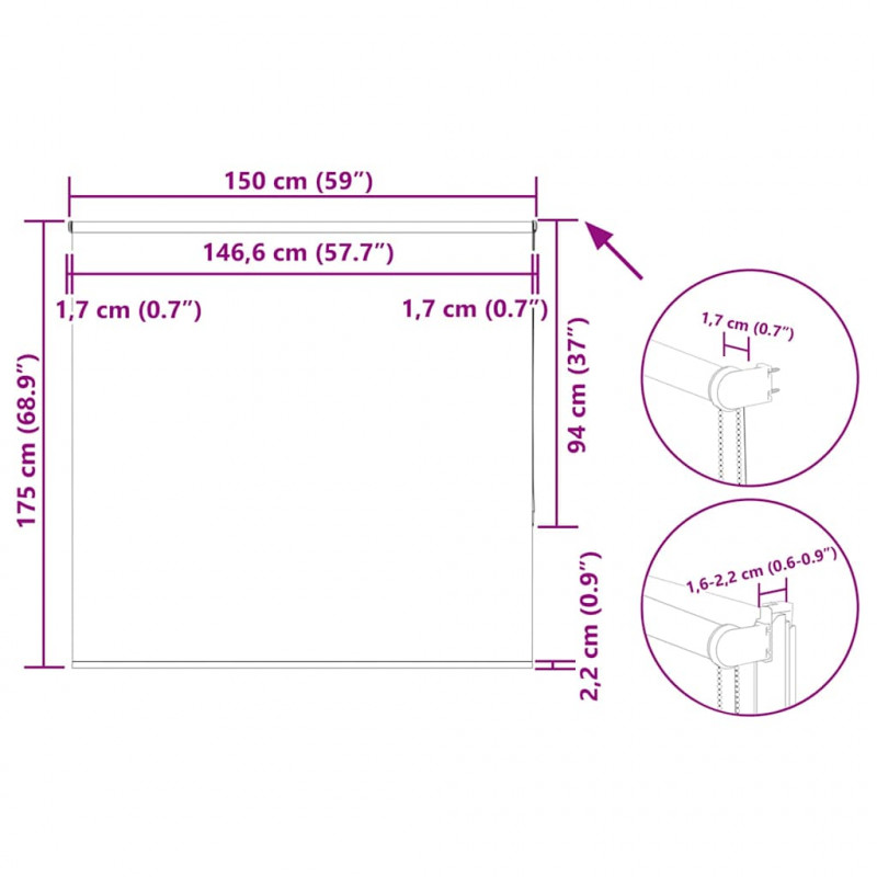 Roleta zaciemniająca Off White 150x175 cm Szerokość tkaniny