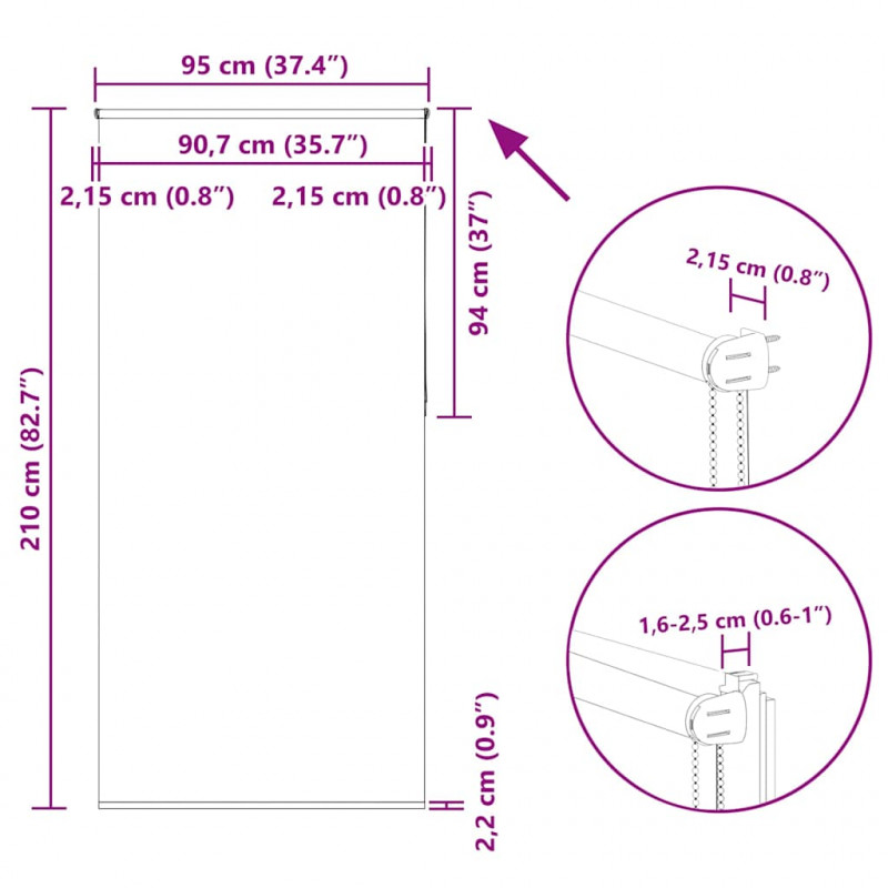 Roleta zaciemniająca Off White 95x210 cm Szerokość tkaniny