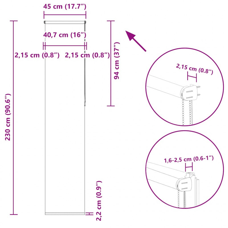 Roleta zaciemniająca Off White 45x230 cm Szerokość tkaniny
