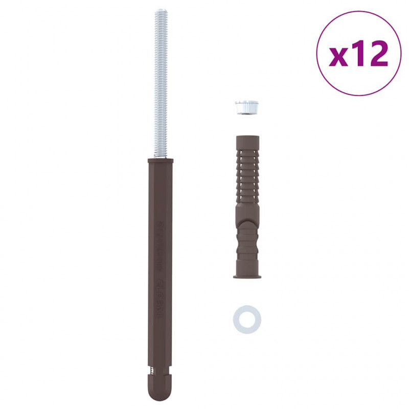 Uchwyty do półek wiszących 12 pcs Beżowy Ø12 x 190 mm Stal