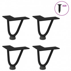Nogi do stolika kawowego w kształcie spinki do włosów 4 szt. Czarne 10 cm Stal lite