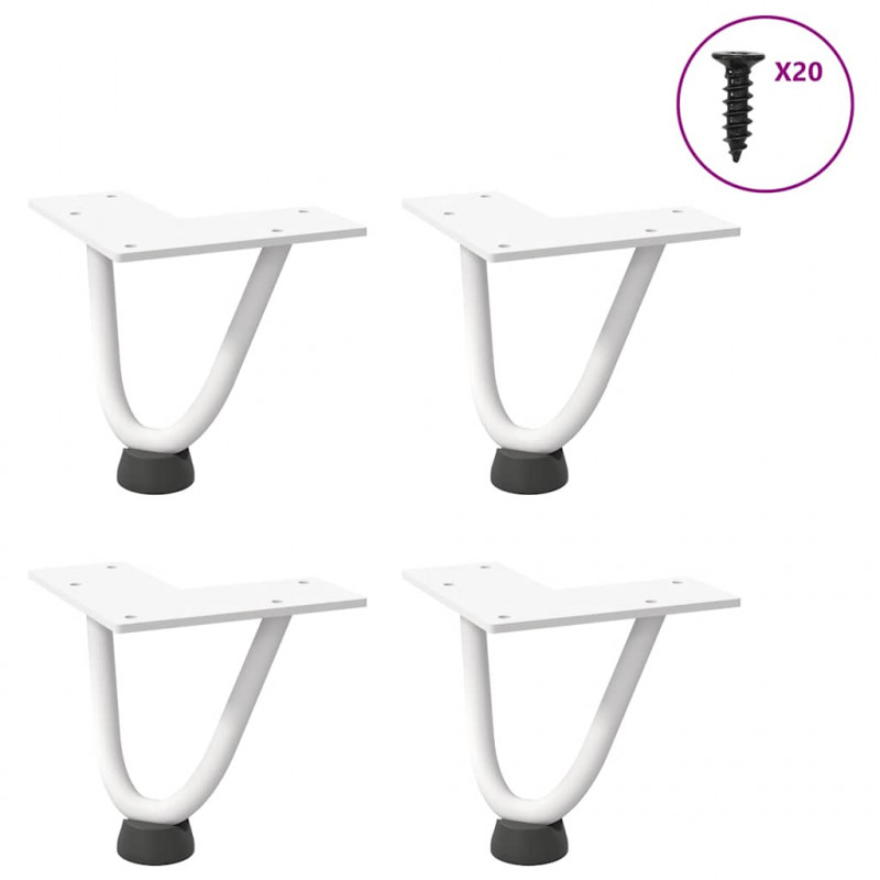 Nogi do stolika kawowego w kształcie spinki do włosów 4 szt. Białe 10 cm Stal lite