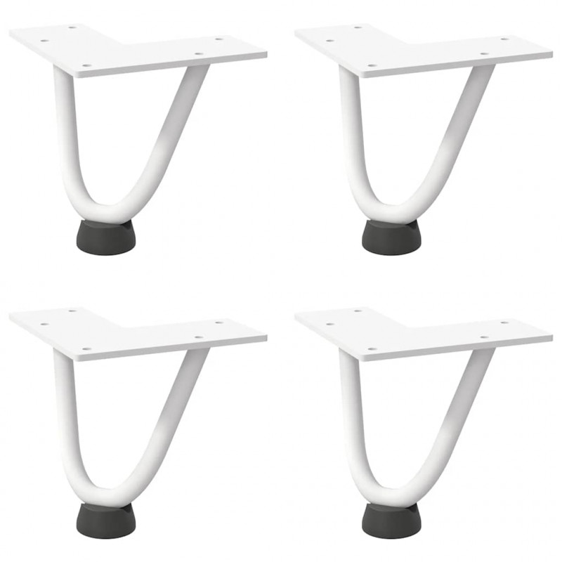Nogi do stolika kawowego w kształcie spinki do włosów 4 szt. Białe 10 cm Stal lite
