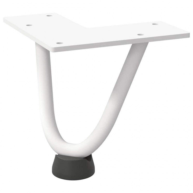 Nogi do stolika kawowego w kształcie spinki do włosów 4 szt. Białe 10 cm Stal lite