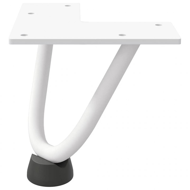 Nogi do stolika kawowego w kształcie spinki do włosów 4 szt. Białe 10 cm Stal lite