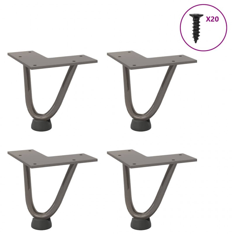 Nogi do stolika kawowego z szpilkami 4 szt. Naturalna stal 10 cm Solidna stal