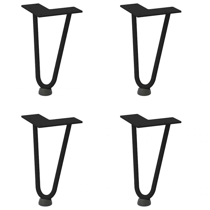 Nogi do stolika kawowego w kształcie spinki do włosów 4 szt. Czarne 20 cm Stal lite