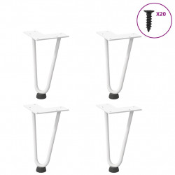 Nogi do stolika kawowego w kształcie spinki do włosów 4 szt. Białe 20 cm Stal lite