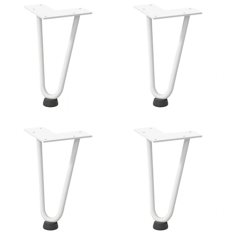 Nogi do stolika kawowego w kształcie spinki do włosów 4 szt. Białe 20 cm Stal lite