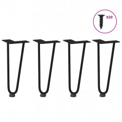 Nogi do stolika kawowego w kształcie spinki do włosów 4 szt. Czarne 30 cm Stal lite