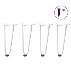 Nogi do stolika kawowego w kształcie spinki do włosów 4 szt. Białe 30 cm Stal lite