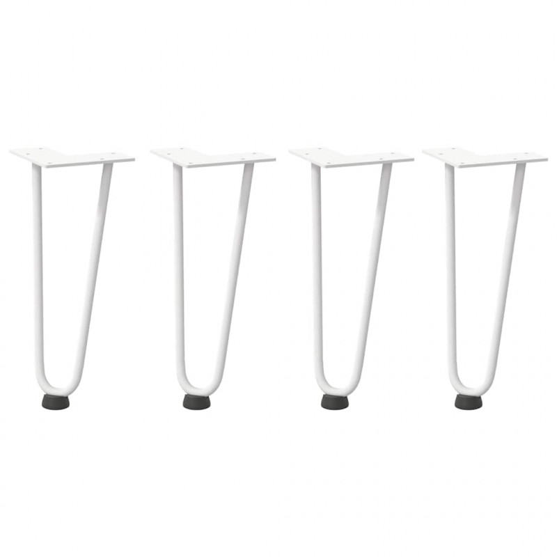 Nogi do stolika kawowego w kształcie spinki do włosów 4 szt. Białe 30 cm Stal lite