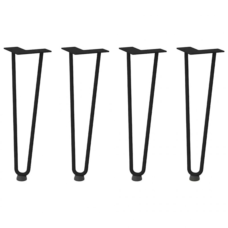 Nogi do stolika kawowego w kształcie spinki do włosów 4 szt. Czarne 42 cm Stal lite