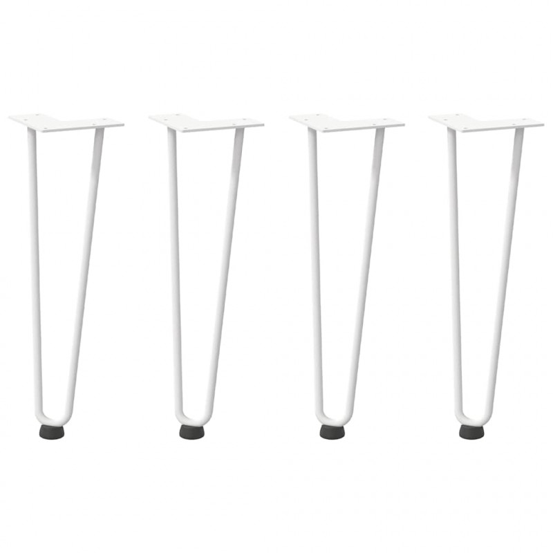 Nogi do stolika kawowego w kształcie spinki do włosów 4 szt. Białe 42 cm Stal lite