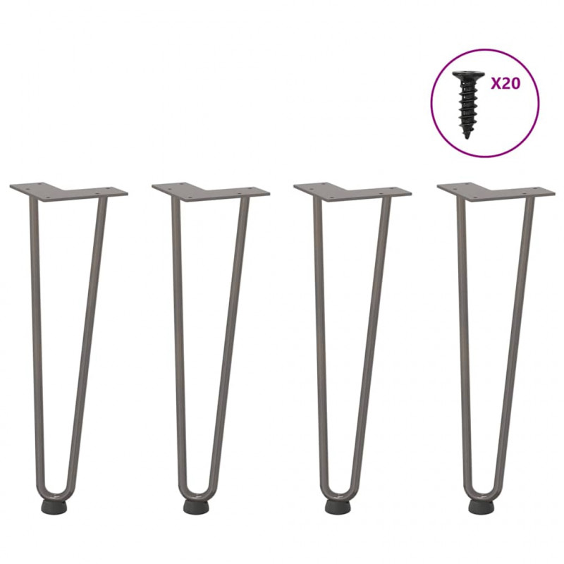 Nogi do stolika kawowego 4 szt. Naturalna stal 42 cm Solidna stal