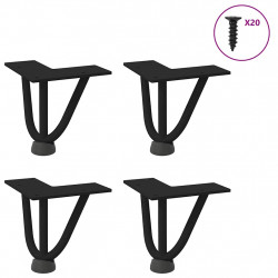 Nogi do stolika kawowego w kształcie spinki do włosów 4 szt. Czarne 10 cm Stal lite