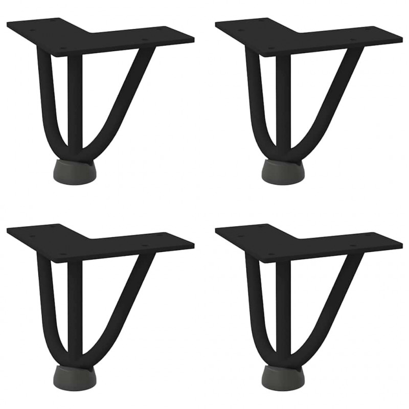 Nogi do stolika kawowego w kształcie spinki do włosów 4 szt. Czarne 10 cm Stal lite
