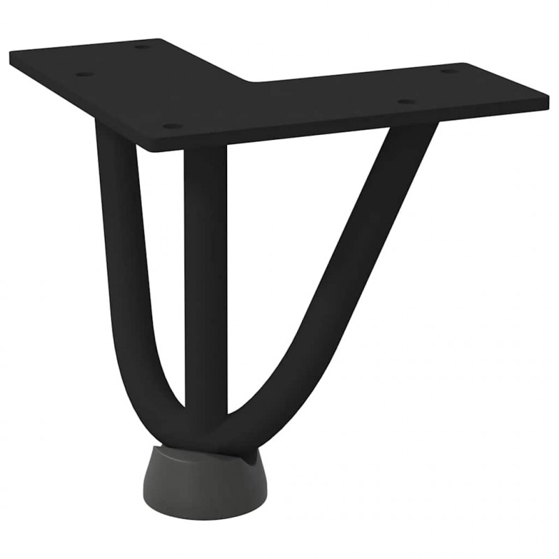 Nogi do stolika kawowego w kształcie spinki do włosów 4 szt. Czarne 10 cm Stal lite