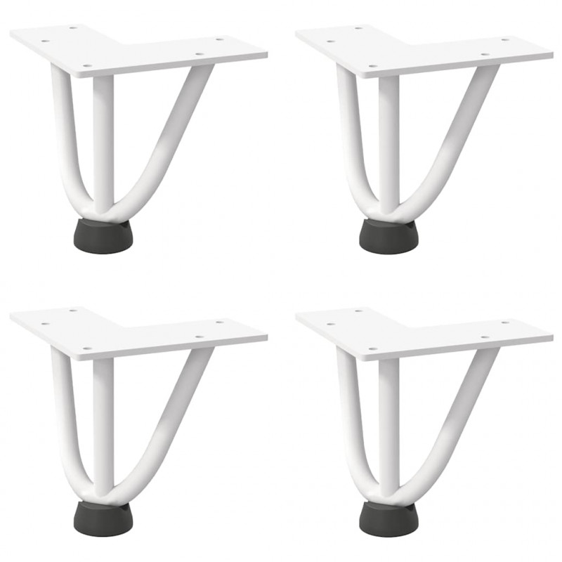 Nogi do stolika kawowego w kształcie spinki do włosów 4 szt. Białe 10 cm Stal lite