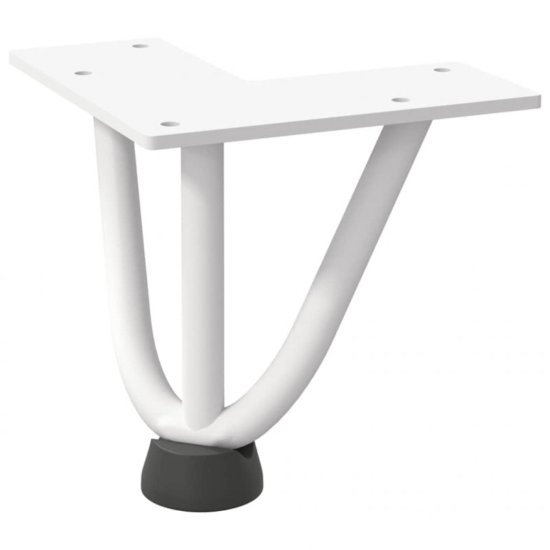 Nogi do stolika kawowego w kształcie spinki do włosów 4 szt. Białe 10 cm Stal lite