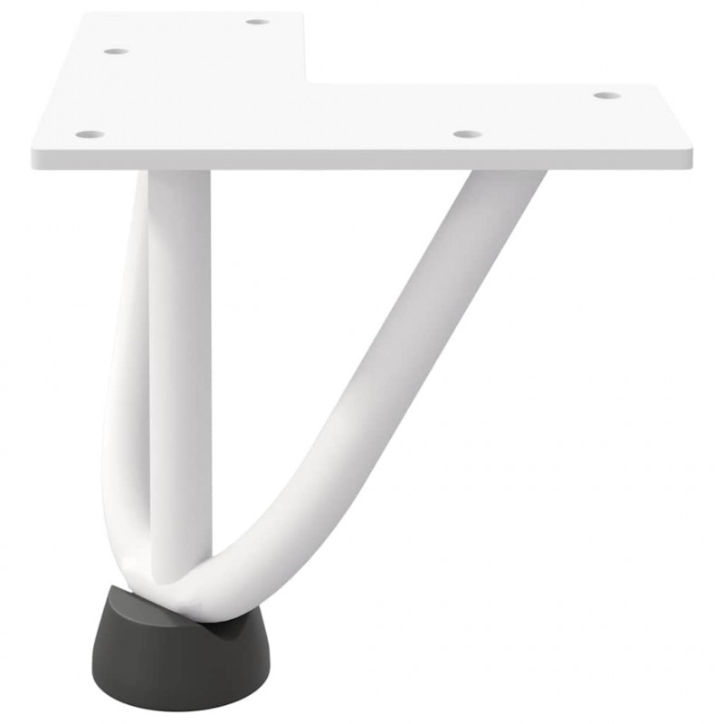 Nogi do stolika kawowego w kształcie spinki do włosów 4 szt. Białe 10 cm Stal lite