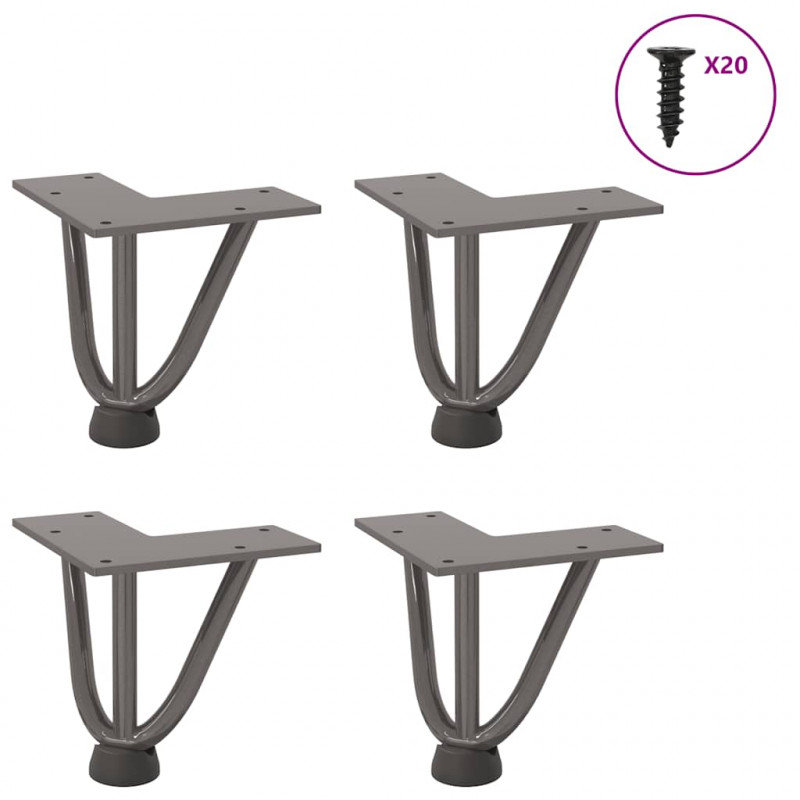 Nogi do stolika kawowego z szpilkami 4 szt. Naturalna stal 10 cm Solidna stal