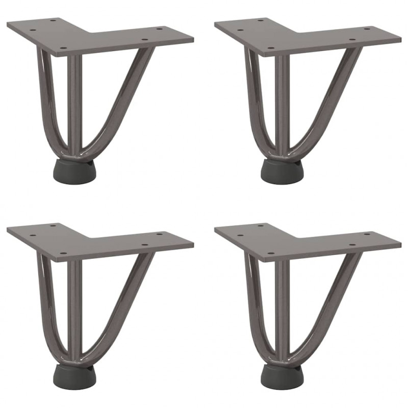 Nogi do stolika kawowego z szpilkami 4 szt. Naturalna stal 10 cm Solidna stal