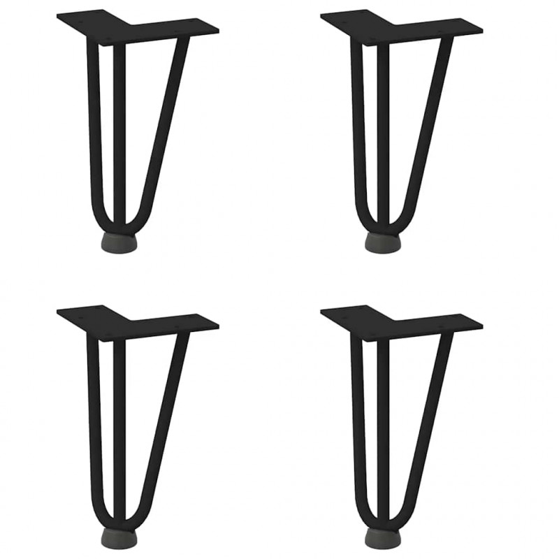 Nogi do stolika kawowego w kształcie spinki do włosów 4 szt. Czarne 20 cm Stal lite