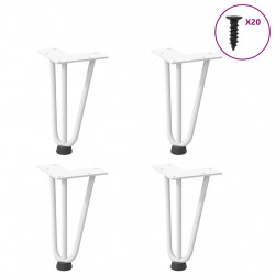 Nogi do stolika kawowego w kształcie spinki do włosów 4 szt. Białe 20 cm Stal lite