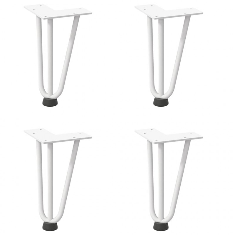 Nogi do stolika kawowego w kształcie spinki do włosów 4 szt. Białe 20 cm Stal lite
