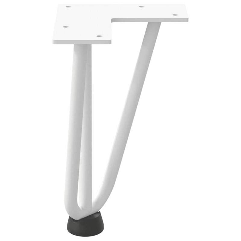 Nogi do stolika kawowego w kształcie spinki do włosów 4 szt. Białe 20 cm Stal lite