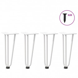 Nogi do stolika kawowego w kształcie spinki do włosów 4 szt. Białe 30 cm Stal lite