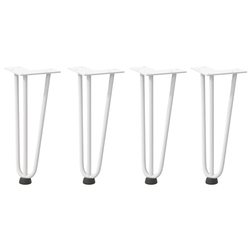 Nogi do stolika kawowego w kształcie spinki do włosów 4 szt. Białe 30 cm Stal lite