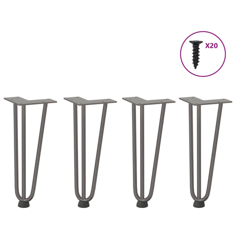 Nogi do stolika kawowego 4 szt. Naturalna stal 30 cm Solidna stal
