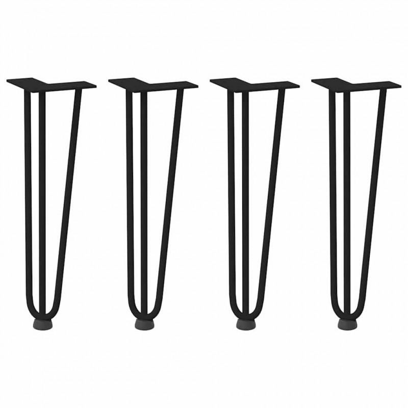 Nogi do stolika kawowego w kształcie spinki do włosów 4 szt. Czarne 42 cm Stal lite