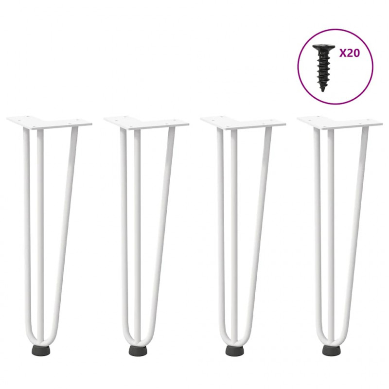 Nogi do stolika kawowego w kształcie spinki do włosów 4 szt. Białe 42 cm Stal lite