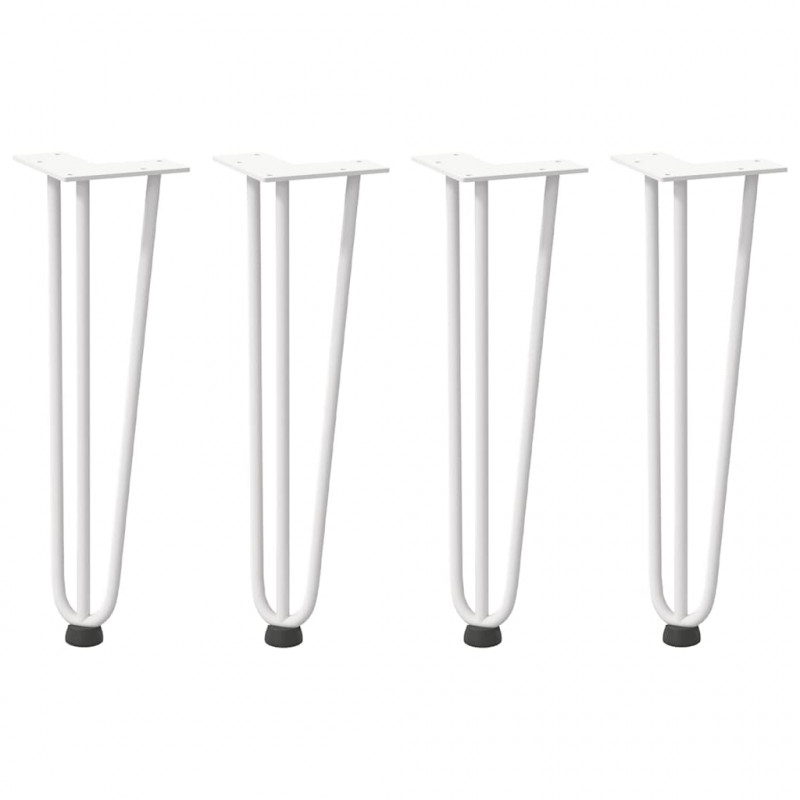 Nogi do stolika kawowego w kształcie spinki do włosów 4 szt. Białe 42 cm Stal lite