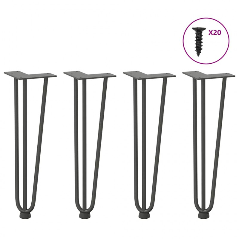 Nogi do stolika kawowego 4 szt. Antracyt 42 cm Stal lite