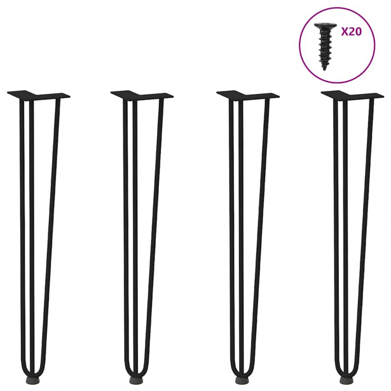 nogi wsuwkowe do stolików konsolowych do stolika konsolowego 4 szt. Czarny 72 cm Stal lite
