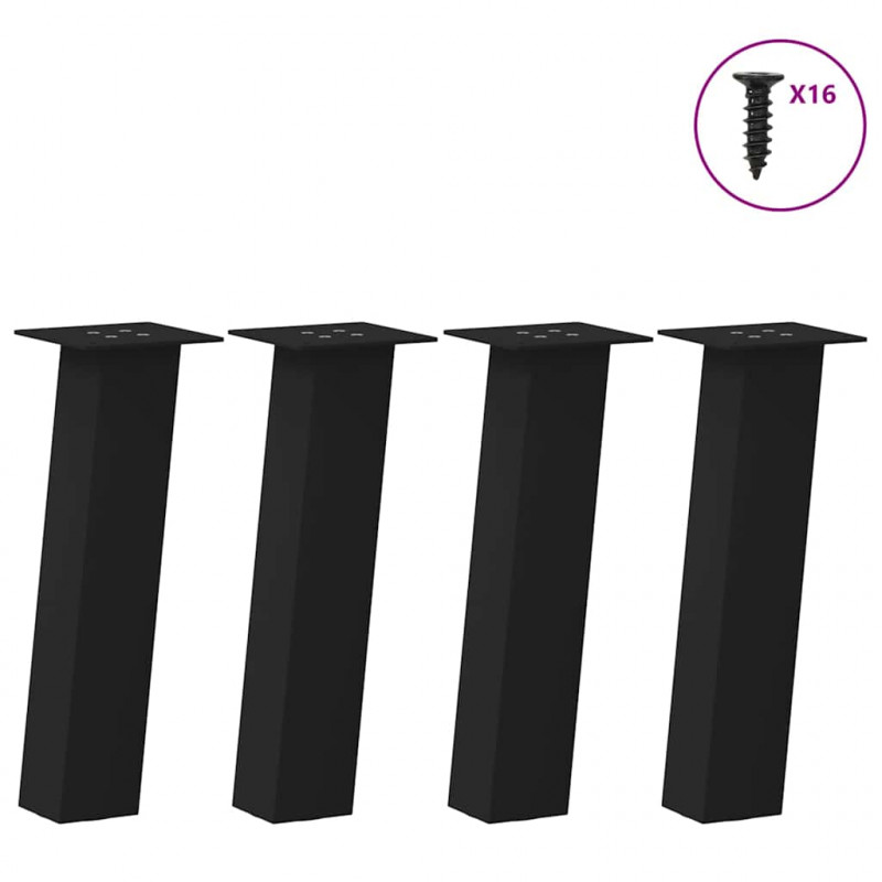 Nogi do stolika kawowego 4 szt. Czarne 30 cm Stalowe